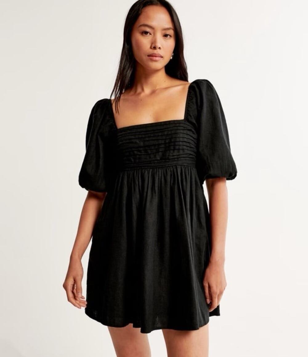 Abercrombie & Fitch Emerson Black Puff Sleeve Mini Dress Cottage Coquette Small